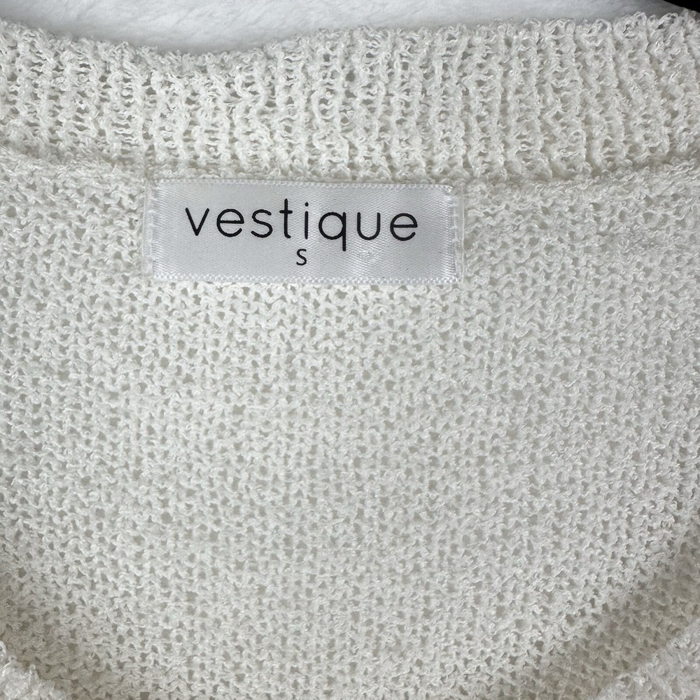 Vestique Sweater‎ Womens Small White Tan Lightweight Long Sleeve Striped Top EUC - Picture 5 of 13